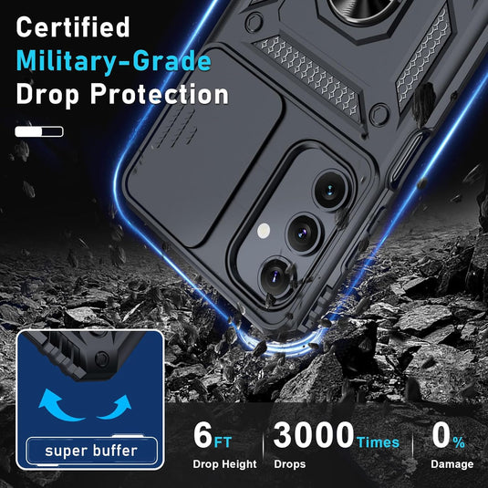 [Magnetic Ring Kickstand][Slide Camera Cover] Motorola Moto G Play 2024 - Shield Shockproof Rugged Heavy Duty Case - Polar Tech Australia