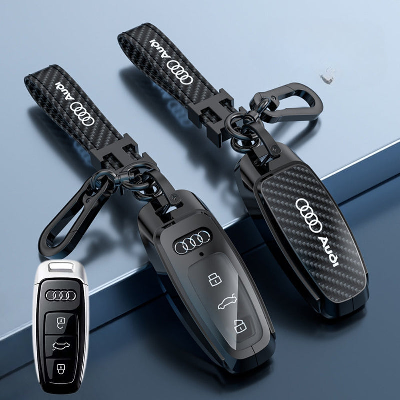 Chargez l&#39;image dans la visionneuse de la galerie, Audi Zinc Alloy + Carbon Fiber Texture Car Key Fob Case Cover For A3, A4, A5, A6, Q2, Q3, Q5, Q7, Q8, e-tron
