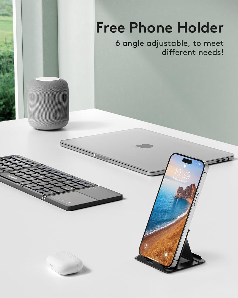 Cargue la imagen en el visor de la galería, Foldable Bluetooth Keyboard with Touchpad Portable Wireless Keyboard , Rechargeable Full Size Ultra Slim Pocket Folding Keyboard for Android Windows iOS Tablet And Mobile Phone - Polar Tech Australia
