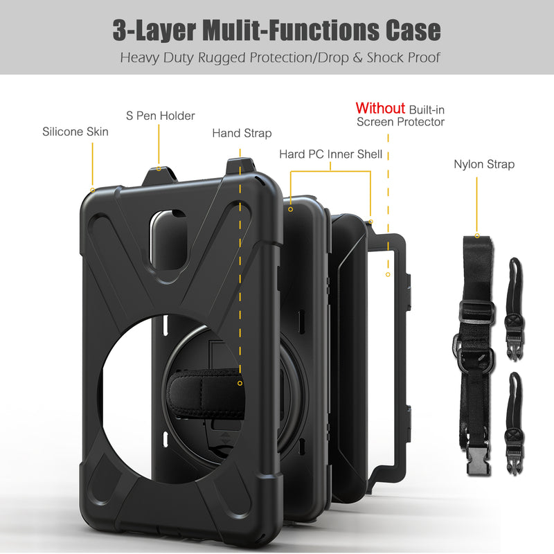 Chargez l&#39;image dans la visionneuse de la galerie, Samsung Galaxy Tab Active 2 8&quot; 2017 (T390/T395) Heavy Duty 360 Degree Rotate Stand Hand Strap Case - Polar Tech Australia
