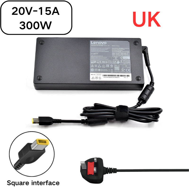 Cargue la imagen en el visor de la galería, [20V-15A/300W][Yellow Square] Lenovo Legion 7 Gaming Laptop AC Power Supply Adapter Charger - Polar Tech Australia
