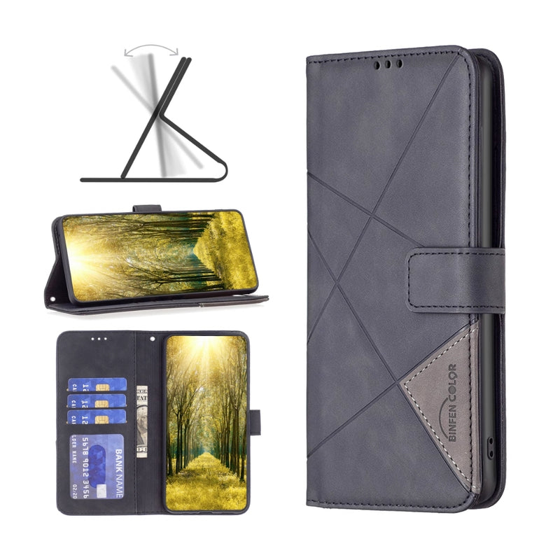 Load image into Gallery viewer, Apple iPhone 17 - Rhombus Texture Magnetic Leather Phone Case
