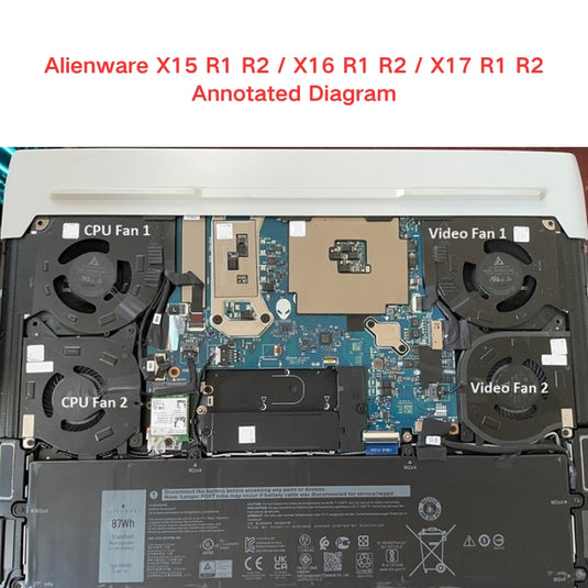 Dell Alienware X16 R1 R2 Series - Laptop CPU & GPU Cooling Fan Cooler - Polar Tech Australia