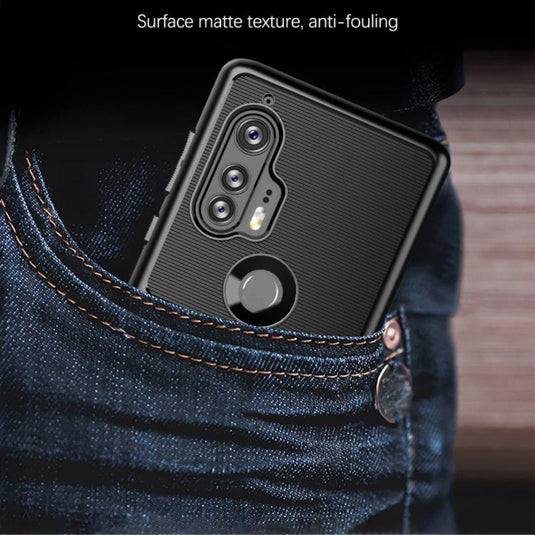 Motorola Moto Edge Plus 2020 - Thunder Series Twill Texture Thickened Anti-fall Protection TPU Case - Polar Tech Australia