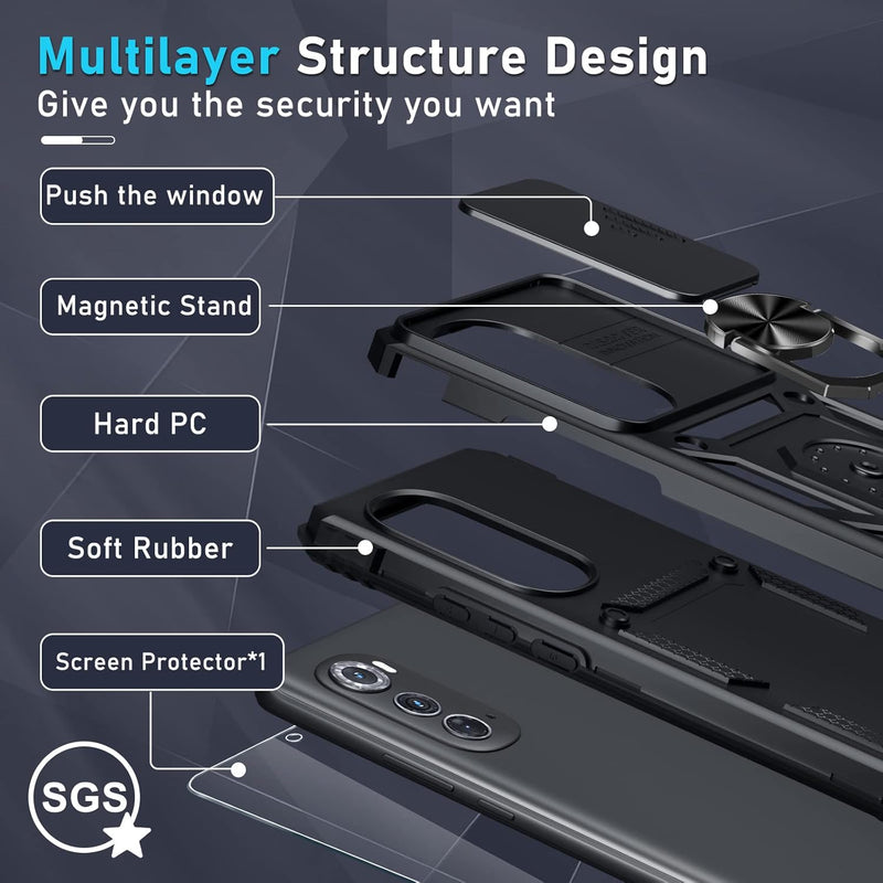 Load image into Gallery viewer, [Magnetic Ring Kickstand][Camera Cover] Motorola Moto Edge 2022 - Shield Shockproof Rugged Heavy Duty Case - Polar Tech Australia
