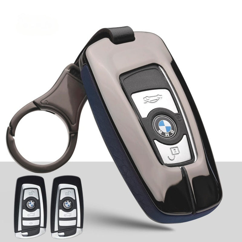 Load image into Gallery viewer, BMW Zinc Alloy + Leather Car Key Fob Case Cover For 1, 3, 4, 5, 6 Series, X3, X5, X6, X7
