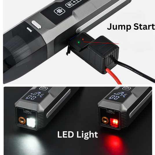 5 in 1 Super Energy Portable Car Wireless Jump Starter & Vacuum & LED Light + Air Pump