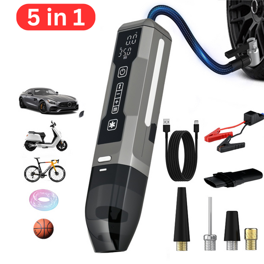 5 in 1 Super Energy Portable Car Wireless Jump Starter & Vacuum & LED Light + Air Pump