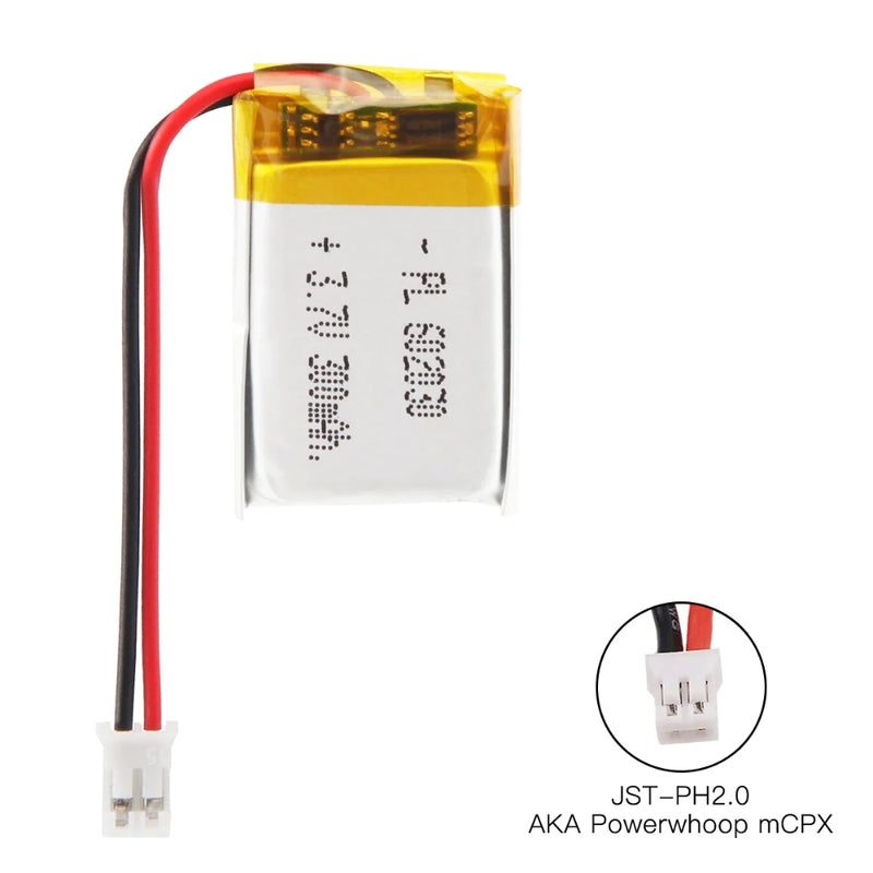 Cargue la imagen en el visor de la galería, [PH2.0-JST Connector][602030] Universal 300mAh 3.7V Rechargeable Li-Ion Lithium Polymer Battery - Polar Tech Australia
