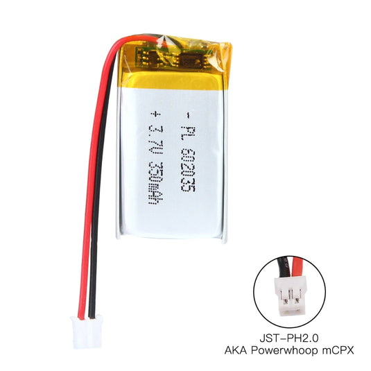 [PH2.0-JST Connector][602035] Universal 350mAh 3.7V Rechargeable Li-Ion Lithium Polymer Battery - Polar Tech Australia