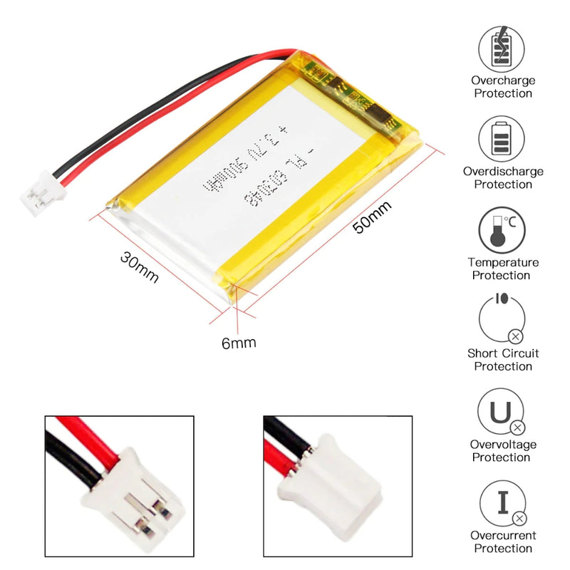 Load image into Gallery viewer, [PH2.0-JST Connector][603048] Universal 900mAh 3.7V Rechargeable Li-Ion Lithium Polymer Battery - Polar Tech Australia
