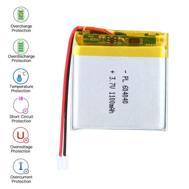 [PH2.0-JST Connector][604040] Universal 1100mAh 3.7V Rechargeable Li-Ion Lithium Polymer Battery - Polar Tech Australia