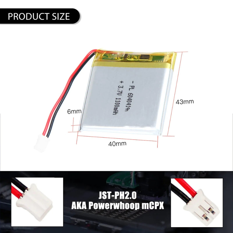 Load image into Gallery viewer, [PH2.0-JST Connector][604041] Universal 1100mAh 3.7V Rechargeable Li-Ion Lithium Polymer Battery - Polar Tech Australia
