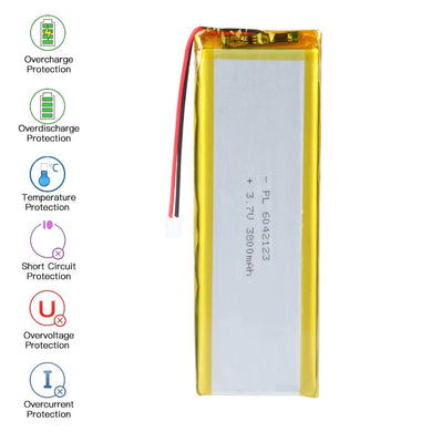 [PH2.0-JST Connector][6042123] Universal 3800mAh 3.7V Rechargeable Li-Ion Lithium Polymer Battery - Polar Tech Australia
