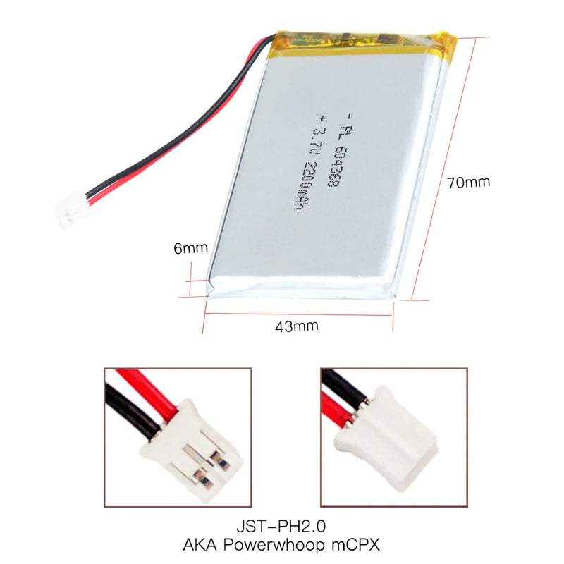 Load image into Gallery viewer, [PH2.0-JST Connector][604070] Universal 2200mAh 3.7V Rechargeable Li-Ion Lithium Polymer Battery - Polar Tech Australia
