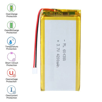 [PH2.0-JST Connector][604380] Universal 4200mAh 3.7V Rechargeable Li-Ion Lithium Polymer Battery - Polar Tech Australia