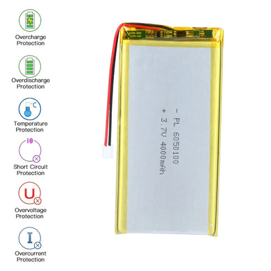 [PH2.0-JST Connector][6050100] Universal 4000mAh 3.7V Rechargeable Li-Ion Lithium Polymer Battery - Polar Tech Australia