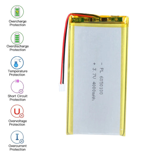 [PH2.0-JST Connector][6050100] Universal 4000mAh 3.7V Rechargeable Li-Ion Lithium Polymer Battery - Polar Tech Australia