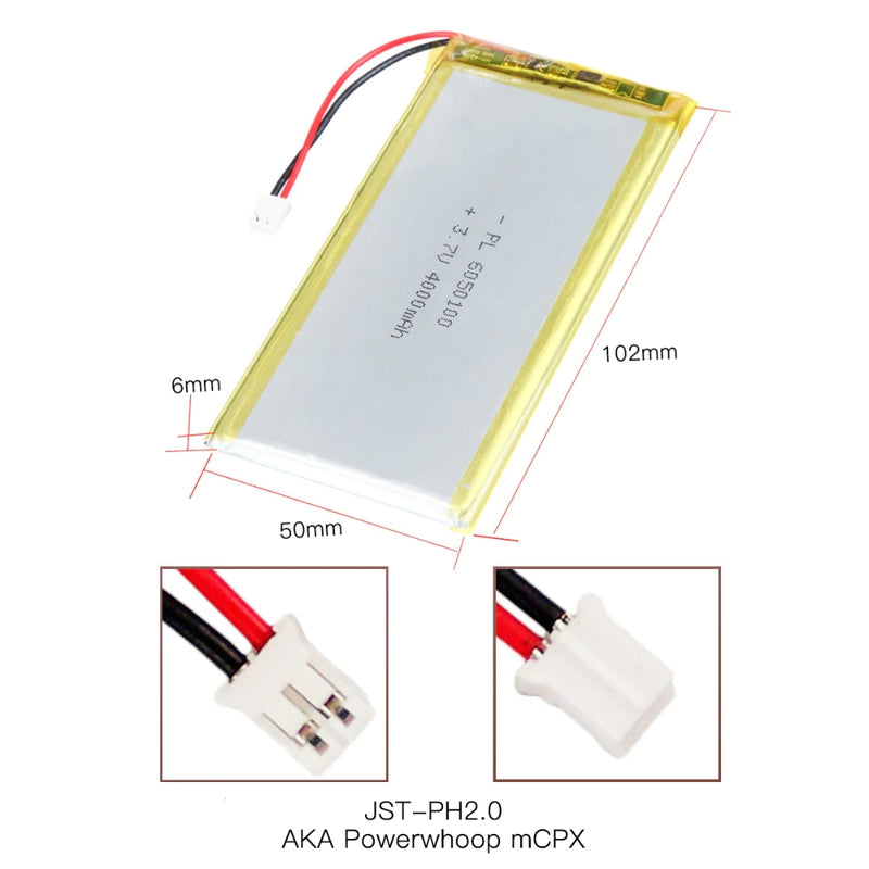 Load image into Gallery viewer, [PH2.0-JST Connector][6050100] Universal 4000mAh 3.7V Rechargeable Li-Ion Lithium Polymer Battery - Polar Tech Australia
