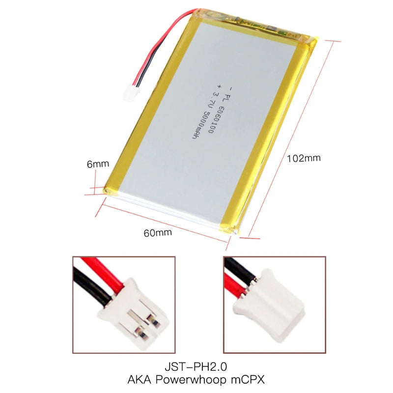 Load image into Gallery viewer, [PH2.0-JST Connector][6060100] Universal 5000mAh 3.7V Rechargeable Li-Ion Lithium Polymer Battery - Polar Tech Australia
