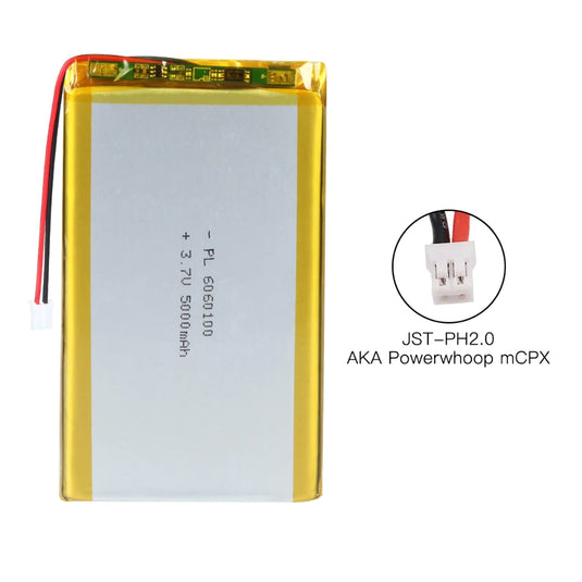 [PH2.0-JST Connector][6060100] Universal 5000mAh 3.7V Rechargeable Li-Ion Lithium Polymer Battery - Polar Tech Australia