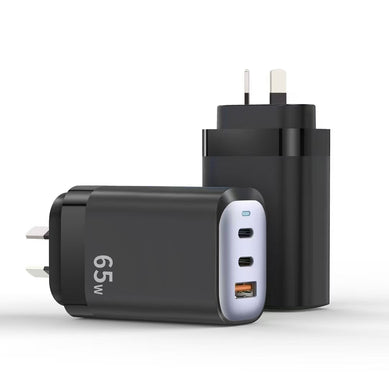 3 Ports 65W Max PD USB-C Type-C USB QC 3.0 iPhone 16 MacBook Laptop Wall Travelling Charger Adapter - (SAA Approved/AU Plug) (Copy)