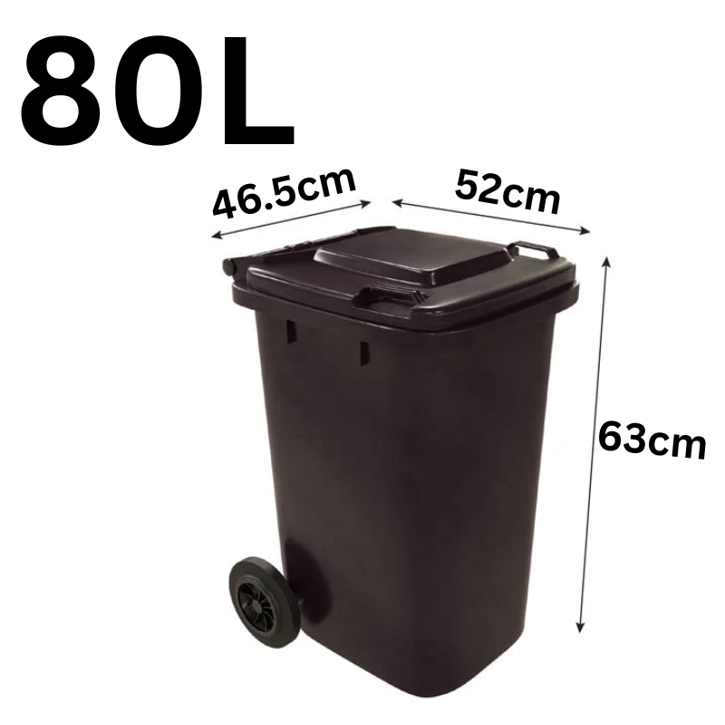 Chargez l&#39;image dans la visionneuse de la galerie, [80L/100L/120L] Large Size Heavy Duty Handy Black Wheelie Warehouse Kitchen Restaurant Rubbish Bin - Polar Tech Australia
