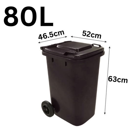 [80L/100L/120L] Large Size Heavy Duty Handy Black Wheelie Warehouse Kitchen Restaurant Rubbish Bin - Polar Tech Australia