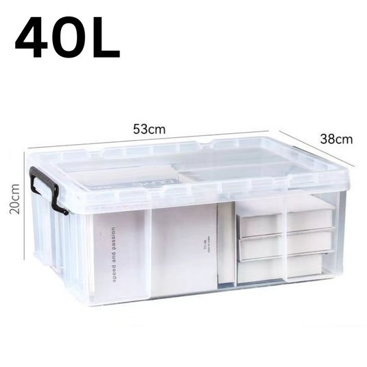 [40L] Heavy Duty Extra Thick Clear Food Grade Stackable Plastic Storage Bins Container Box With Lid - Polar Tech Australia