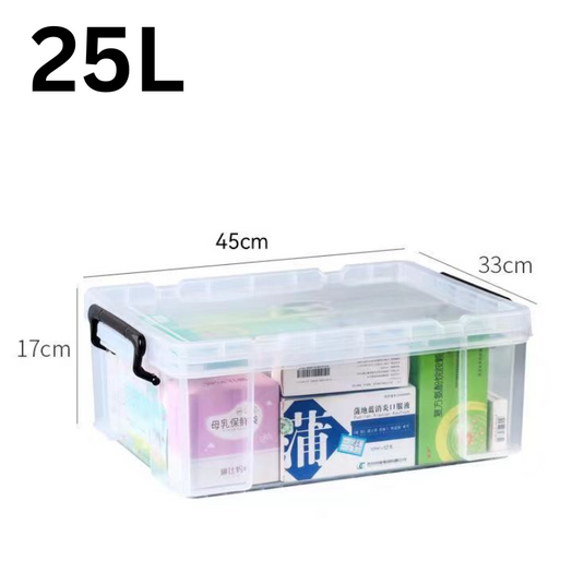 [25L] Heavy Duty Extra Thick Clear Food Grade Stackable Plastic Storage Bins Container Box With Lid - Polar Tech Australia