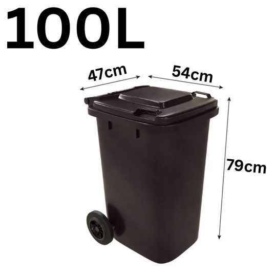 [80L/100L/120L] Large Size Heavy Duty Handy Black Wheelie Warehouse Kitchen Restaurant Rubbish Bin - Polar Tech Australia