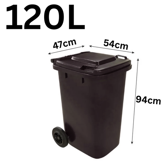 [80L/100L/120L] Large Size Heavy Duty Handy Black Wheelie Warehouse Kitchen Restaurant Rubbish Bin - Polar Tech Australia