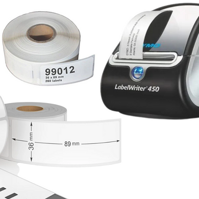 [260 Labels] Dymo LabelWriter White Label 99012 / S0722400 36mm x 89mm Large Address Label