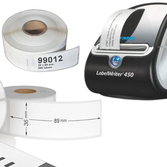 [260 Labels] Dymo LabelWriter White Label 99012 / S0722400 36mm x 89mm Large Address Label