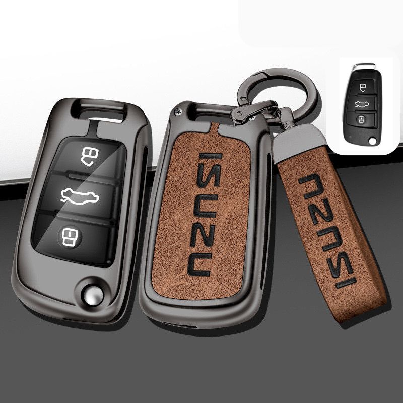 Chargez l&#39;image dans la visionneuse de la galerie, Isuzu Alloy + PU Leather Protection Car Key Fob Case Cover For D-MAX, MU-X, MUX
