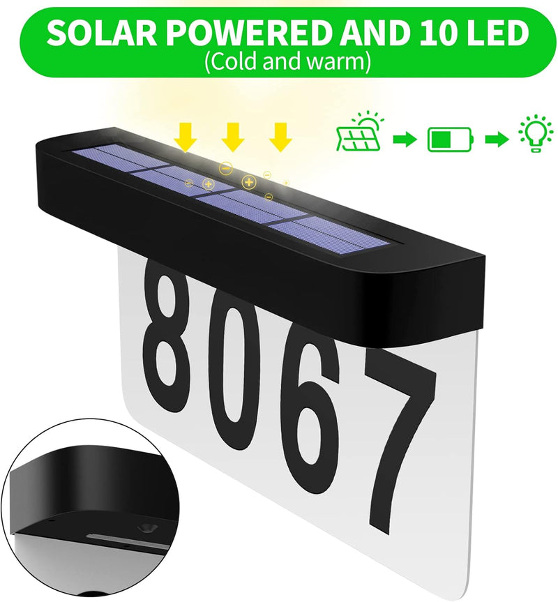 Cargue la imagen en el visor de la galería, Solar Charge &amp; Battery Powered Address Sign LED Illuminated House Numbers Address LED Sign
