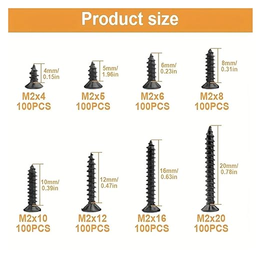 Load image into Gallery viewer, [800 Pieces] Black Alloy Steel M2 Self Tapping Screws PC Computer Laptop Mobile Phone Printer Electronics Screw Set
