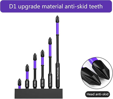 [6 in 1] Magnetic Anti-Shock Batch PH2 Head Screwdriver Head Electric Drill Phillips Impact Driver Bit Set