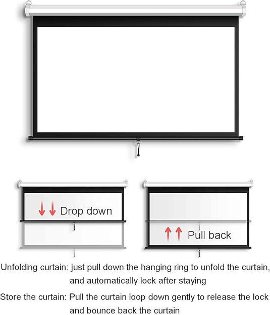 Foldable Auto-Lock Projector Wall Screen 16:9 Support 4K FHD 3D For Indoor Office Presentation Home Theater