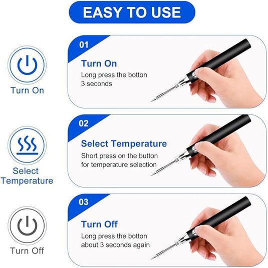 [Battery Power][Max 450℃] Komax 3 Level Adjustable Temperature Portable Type-C Chargeable Built-in Battery Soldering Iron Station