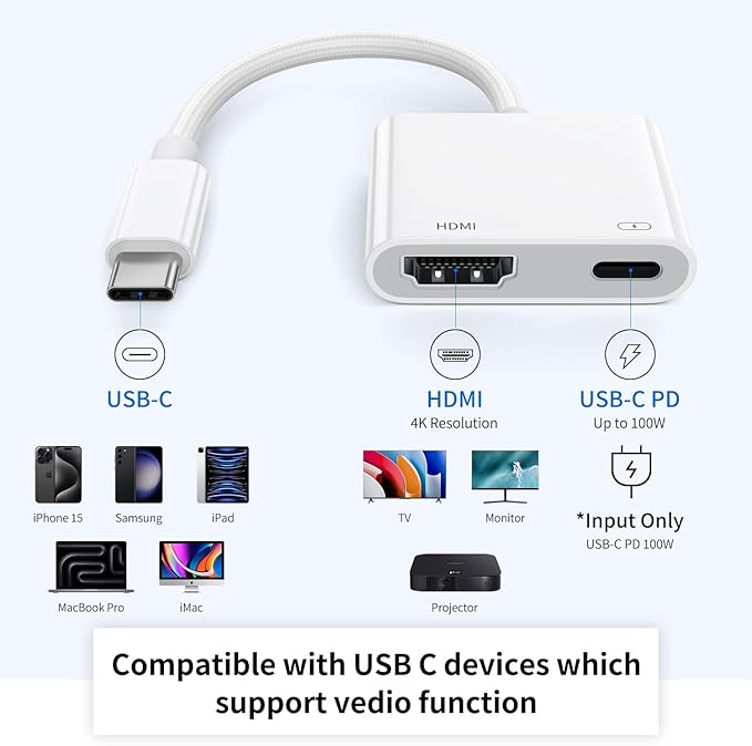Cargue la imagen en el visor de la galería, Type C / USB C to HDMI (4K@30Hz) &amp; PD 100W Splitter Adapter - Polar Tech Australia
