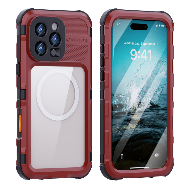 Chargez l&#39;image dans la visionneuse de la galerie, [M Series][Magsafe Compatible] Apple iPhone 14 / 14 Plus / 14 Pro / 14 Pro Max - Redpepper Metal Heavy Duty Waterproof Magnetic Silicone Phone Case With Lanyard - Polar Tech Australia

