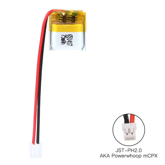 [PH2.0-JST Connector][651417] Universal 75mAh 3.7V Rechargeable Li-Ion Lithium Polymer Battery - Polar Tech Australia