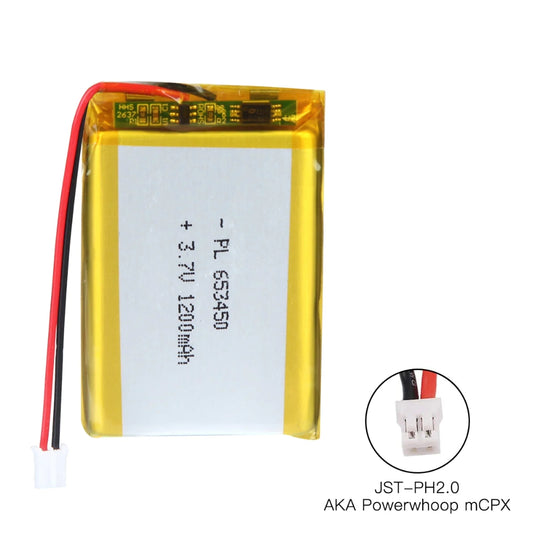 [PH2.0-JST Connector][653450] Universal 1200mAh 3.7V Rechargeable Li-Ion Lithium Polymer Battery - Polar Tech Australia