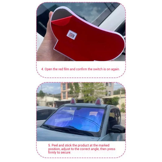 Cute Cartoon Cat Ear Solar-Powered Decorative Light Safety Lights For Car Exterior & Car Roof (1 Pair) - i-Station Mobile Phone & Electronic Device Repair and Accessories