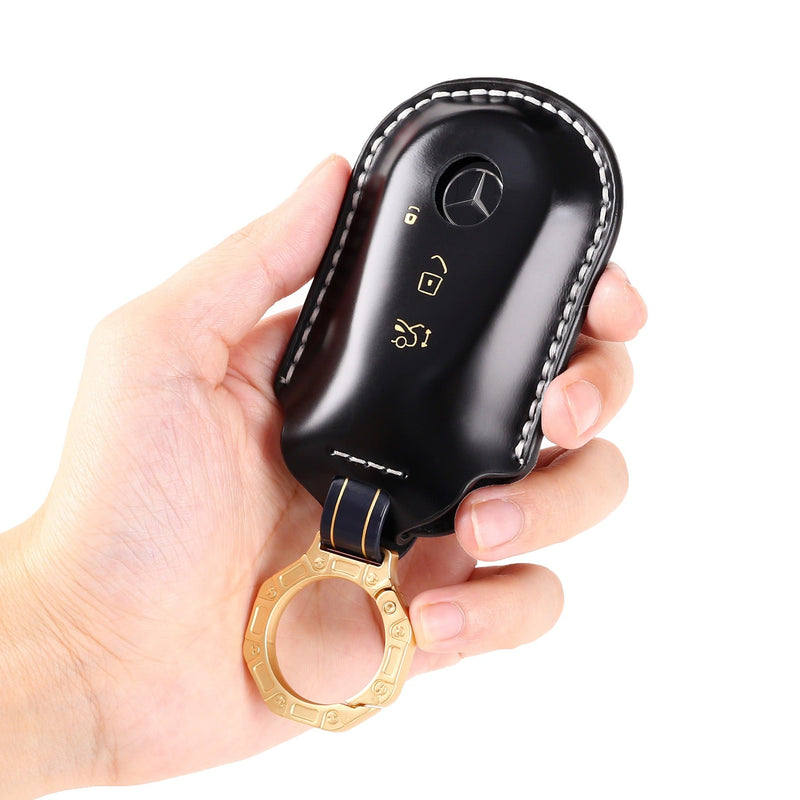 Load image into Gallery viewer, Mercedes Benz Genuine Leather Protection Car Key Fob Case Cover For Benz A, C, E, S-Class, GLC, GLE, GLS, GLS, EQC, EQS - Polar Tech Australia

