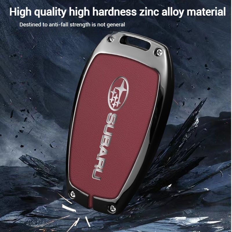 Load image into Gallery viewer, Subaru Full Metal  Coverage + PU Leather Car Key Fob Case Cover For Outback, Forester, Impreza, WRX, XV, Crosstrek, Legacy - Polar Tech Australia
