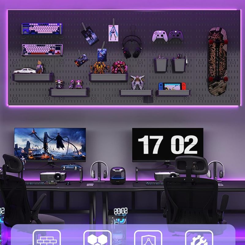 Cargue la imagen en el visor de la galería, Revamp Your Space With A Versatile Pegboard Kit - Effortlessly Organize Home, Office, And Gaming Setup With Customizable Hanging Solutions
