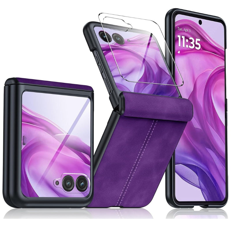Load image into Gallery viewer, Motorola Moto Razr 50 Ultra/Razr Plus 2024 - Hinge Protection &amp; Thin PU Leather Matte PC Shockproof Case - Polar Tech Australia
