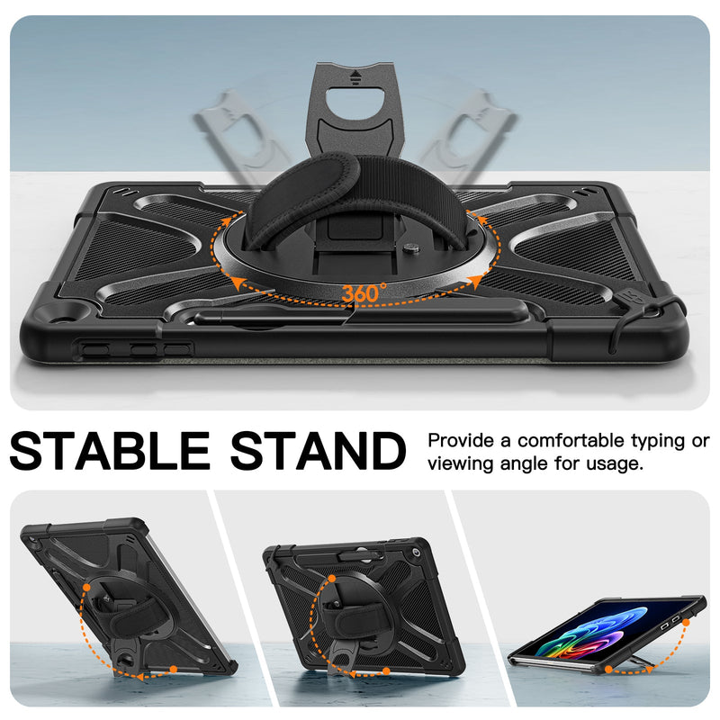 Load image into Gallery viewer, Microsoft Surface Pro 12 (2025) - Heavy Duty 360 Degree Rotate Stand Hand Strap Case With Shoulder Strap
